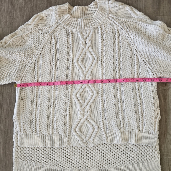 3.1 Phillip Lim Sweater Women Sz M Ivory 100% Wool Chunky Fisherman Knit - Picture 6 of 11